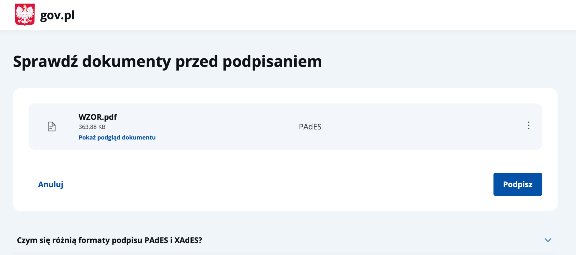 Кнопка Podpisz